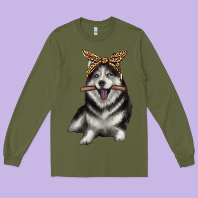 Alaskan Husky With Bandeau Long Sleeve Tee Designed By Texasbilliewilder