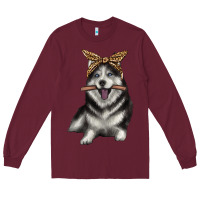 Burgundy alaskan husky with bandeau Long Sleeve Tee - texasbilliewilder