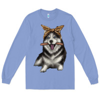 Colony Blue alaskan husky with bandeau Long Sleeve Tee - texasbilliewilder