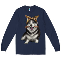 Navy alaskan husky with bandeau Long Sleeve Tee - texasbilliewilder