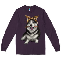 Plum alaskan husky with bandeau Long Sleeve Tee - texasbilliewilder