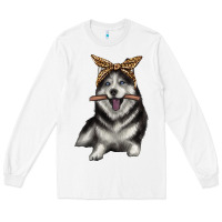 White alaskan husky with bandeau Long Sleeve Tee - texasbilliewilder
