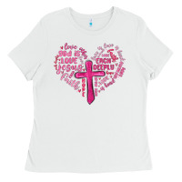 White jesus is love heart cross valentines day Ladies Tee - MaliasSmallBusiness