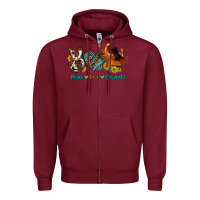 Burgundy peace love cowgirls Zipper Hoodie - OliviaCreatesArt