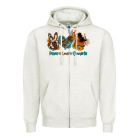 Oatmeal Heather peace love cowgirls Zipper Hoodie - OliviaCreatesArt