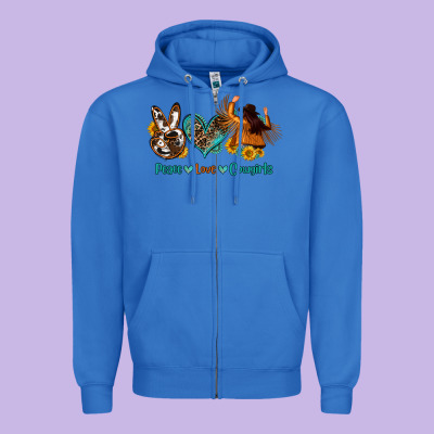 Peace Love Cowgirls Zipper Hoodie Designed By Oliviacreatesart