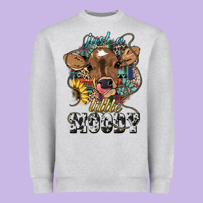 Just A Little Moody Baby Cow Heavyweight Sweatshirt Designed By Howdyjamesfarm