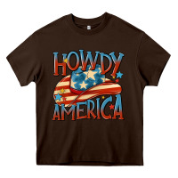 Chocolate Brown howdy america Heavy Core Tee - MaliasSmallBusiness