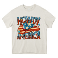 Cream howdy america Heavy Core Tee - MaliasSmallBusiness