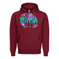 Burgundy mama vibes floral Zipper Hoodie - OliviaCreatesArt