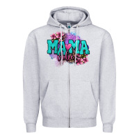 Heather Grey mama vibes floral Zipper Hoodie - OliviaCreatesArt