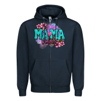 Navy mama vibes floral Zipper Hoodie - OliviaCreatesArt