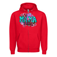 Red mama vibes floral Zipper Hoodie - OliviaCreatesArt
