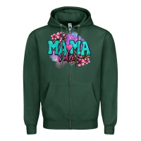 Sports Green mama vibes floral Zipper Hoodie - OliviaCreatesArt