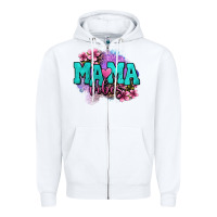 White mama vibes floral Zipper Hoodie - OliviaCreatesArt