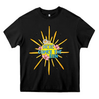Black here comes the sun Heavy Core Tee - MaliasSmallBusiness