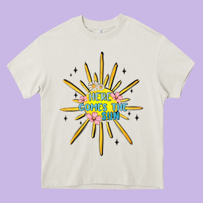 Here Comes The Sun Heavy Core Tee Designed By Maliassmallbusiness