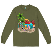Army Green take it easy Long Sleeve Tee - NancyCooperArtShop