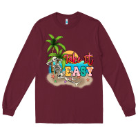 Burgundy take it easy Long Sleeve Tee - NancyCooperArtShop