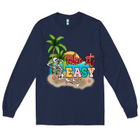 Navy take it easy Long Sleeve Tee - NancyCooperArtShop