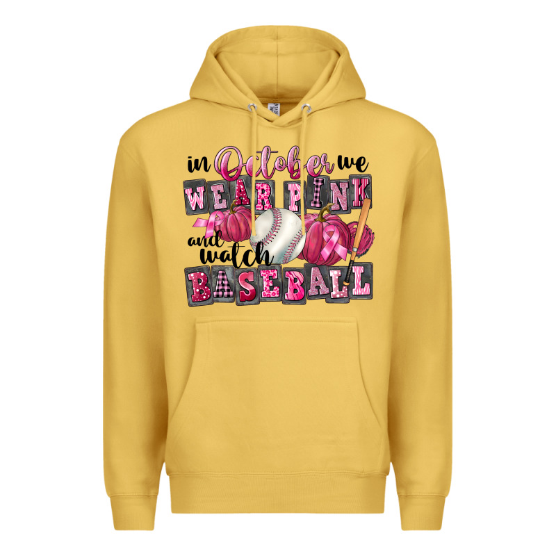 In October We Wear Pink And Watch Baseball Premium Hoodie by FaDigitalArtStudio | Teevron