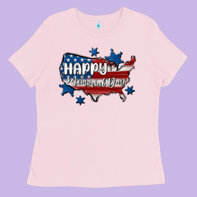 Happy Memorial Day Usa Ladies Tee Designed By Maliassmallbusiness