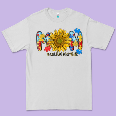 Autism Mom Life Sunflower Premium Tee Designed By Maliassmallbusiness