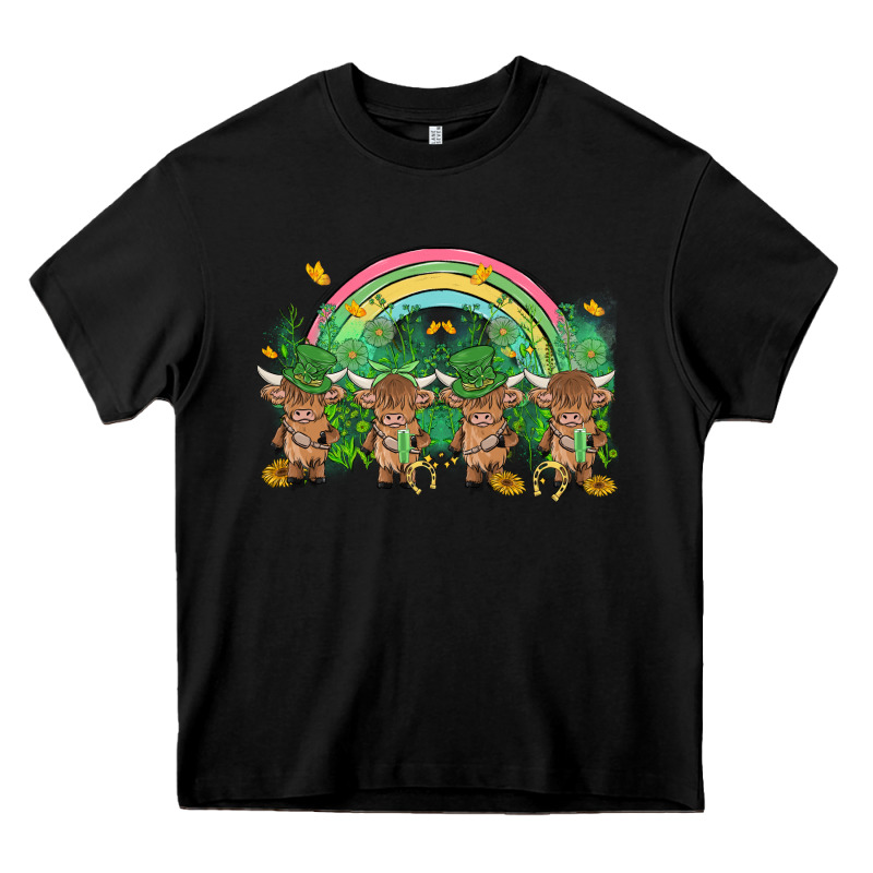 St Patrick's Day Baby Highland Cow Heavy Core Tee by MaliasSmallBusiness | Teevron
