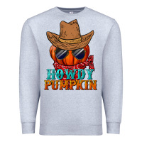 Heather Grey howdy pumpkin Premium Sweatshirt - BundleAndBundleShop