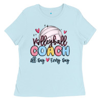 Baby Blue volleyball coach all day every day Ladies Tee - MaliasSmallBusiness