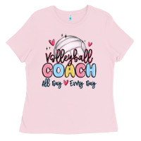 Bubblegum Pink volleyball coach all day every day Ladies Tee - MaliasSmallBusiness