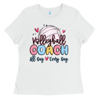 White volleyball coach all day every day Ladies Tee - MaliasSmallBusiness