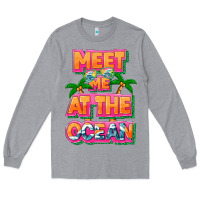 Heather Grey Meet me at the ocean Summer Long Sleeve Tee - NancyCooperArtShop