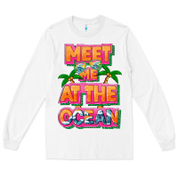 White Meet me at the ocean Summer Long Sleeve Tee - NancyCooperArtShop