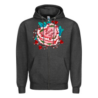 Charcoal Heather valentines day cakes olivia creates design Zipper Hoodie - OliviaCreatesArt