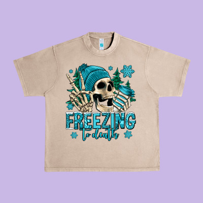 Freezing To Death Winter Skull Urban Heavy Tee Designed By Jasminsmagicworld