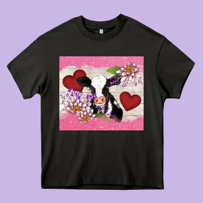 Lotus Heart Cow Valentine Heavy Core Tee Designed By Adodesignshop