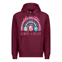 Burgundy Happy Easter eggs rainbow Premium Hoodie - OliviaCreatesArt
