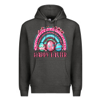 Charcoal Heather Happy Easter eggs rainbow Premium Hoodie - OliviaCreatesArt
