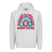 Dove Grey Happy Easter eggs rainbow Premium Hoodie - OliviaCreatesArt