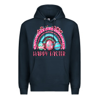 Navy Happy Easter eggs rainbow Premium Hoodie - OliviaCreatesArt
