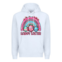 White Happy Easter eggs rainbow Premium Hoodie - OliviaCreatesArt