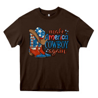 Chocolate Brown make america cowboy again Heavy Core Tee - MaliasSmallBusiness