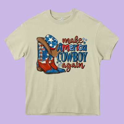 Make America Cowboy Again Heavy Core Tee Designed By Maliassmallbusiness