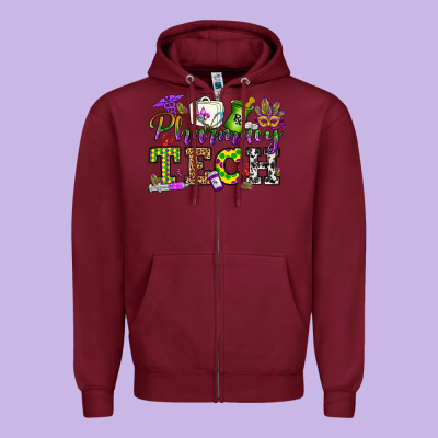 Mardi Gras Pharmacy Tech Zipper Hoodie Designed By Oliviacreatesart