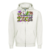 Oatmeal Heather mardi gras pharmacy tech Zipper Hoodie - OliviaCreatesArt