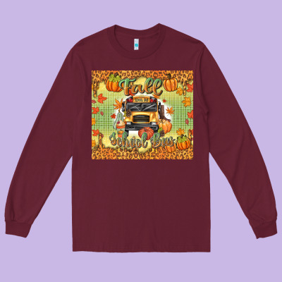 Fall School Bus Long Sleeve Tee Designed By Texasbilliewilder