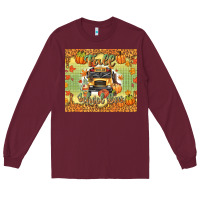 Burgundy fall school bus Long Sleeve Tee - texasbilliewilder