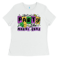 White aint no party like mardi gras Ladies Tee - MaliasSmallBusiness