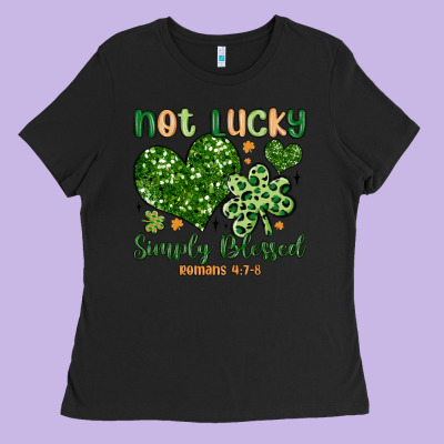 Not Lucky Simply Blessed Ladies Tee Designed By Maliassmallbusiness